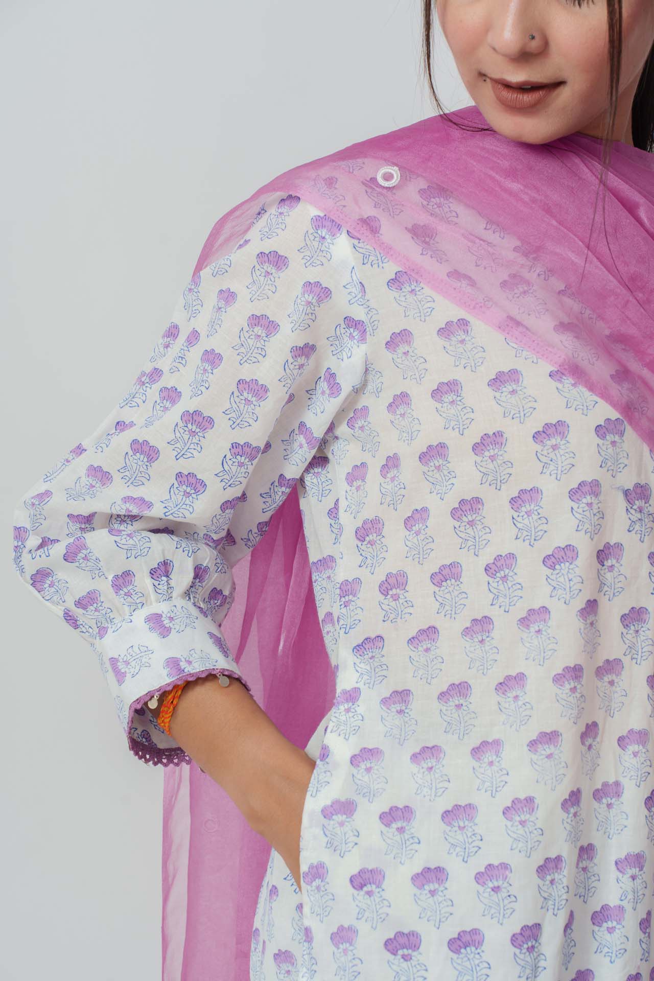 Royal purple block kurta set