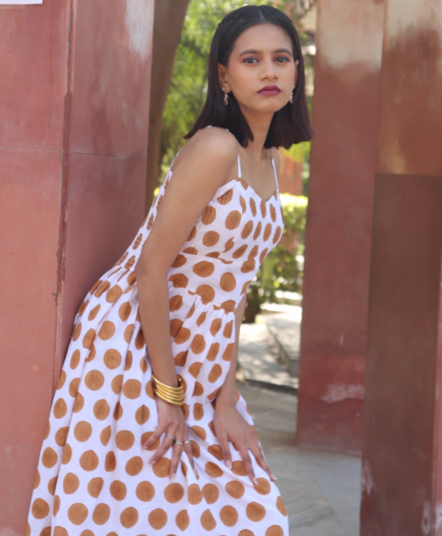 Polka Dot Cotton Strap Dress