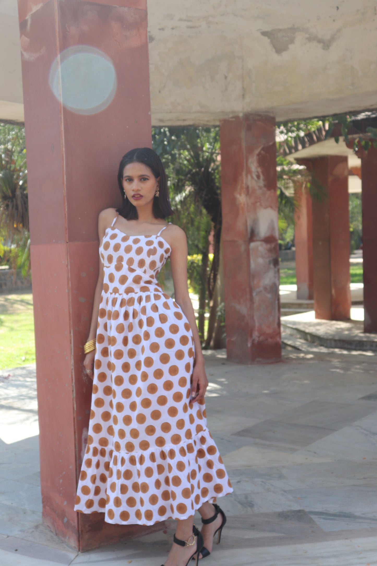Polka Dot Cotton Strap Dress