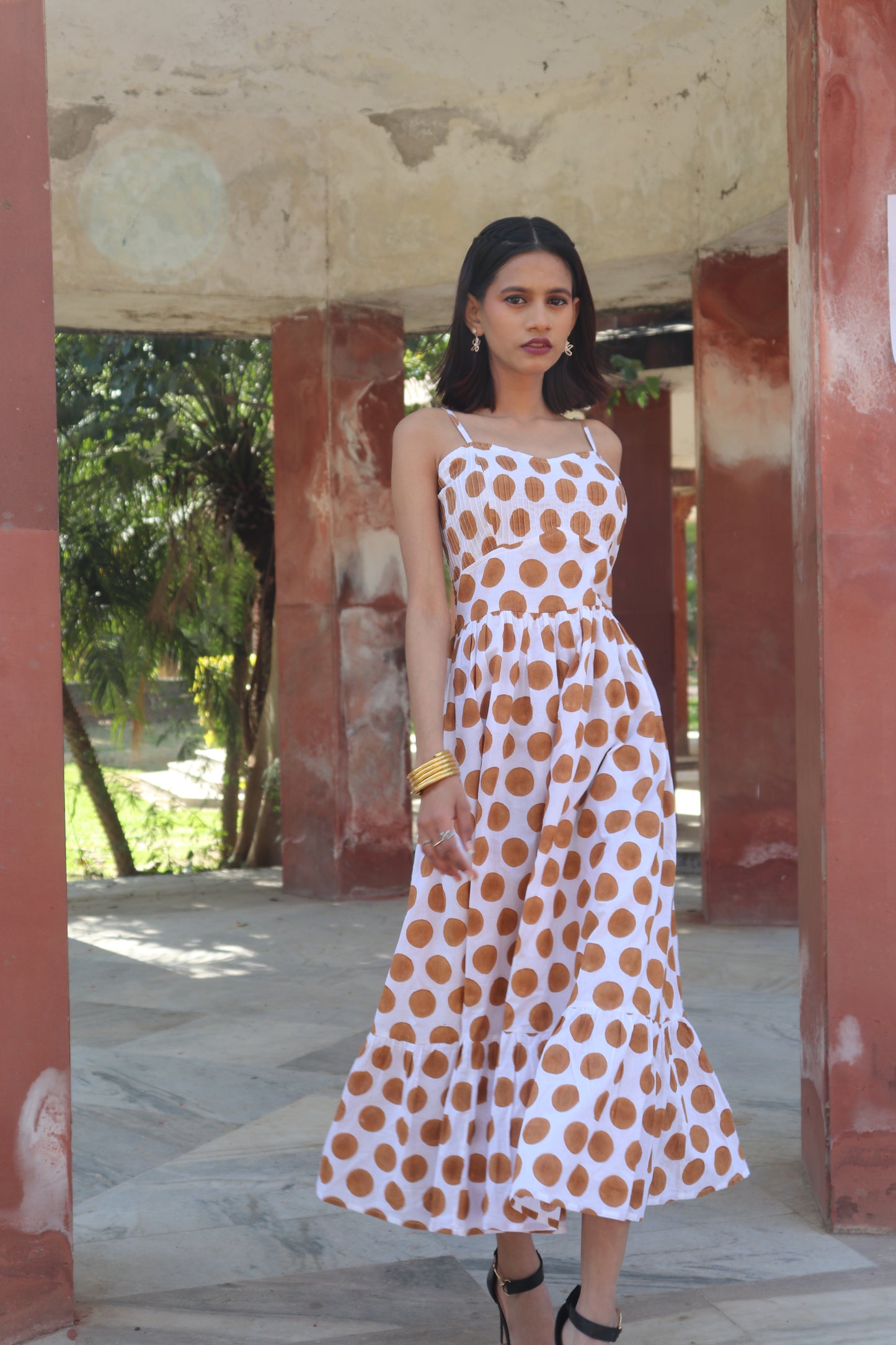 Polka Dot Cotton Strap Dress