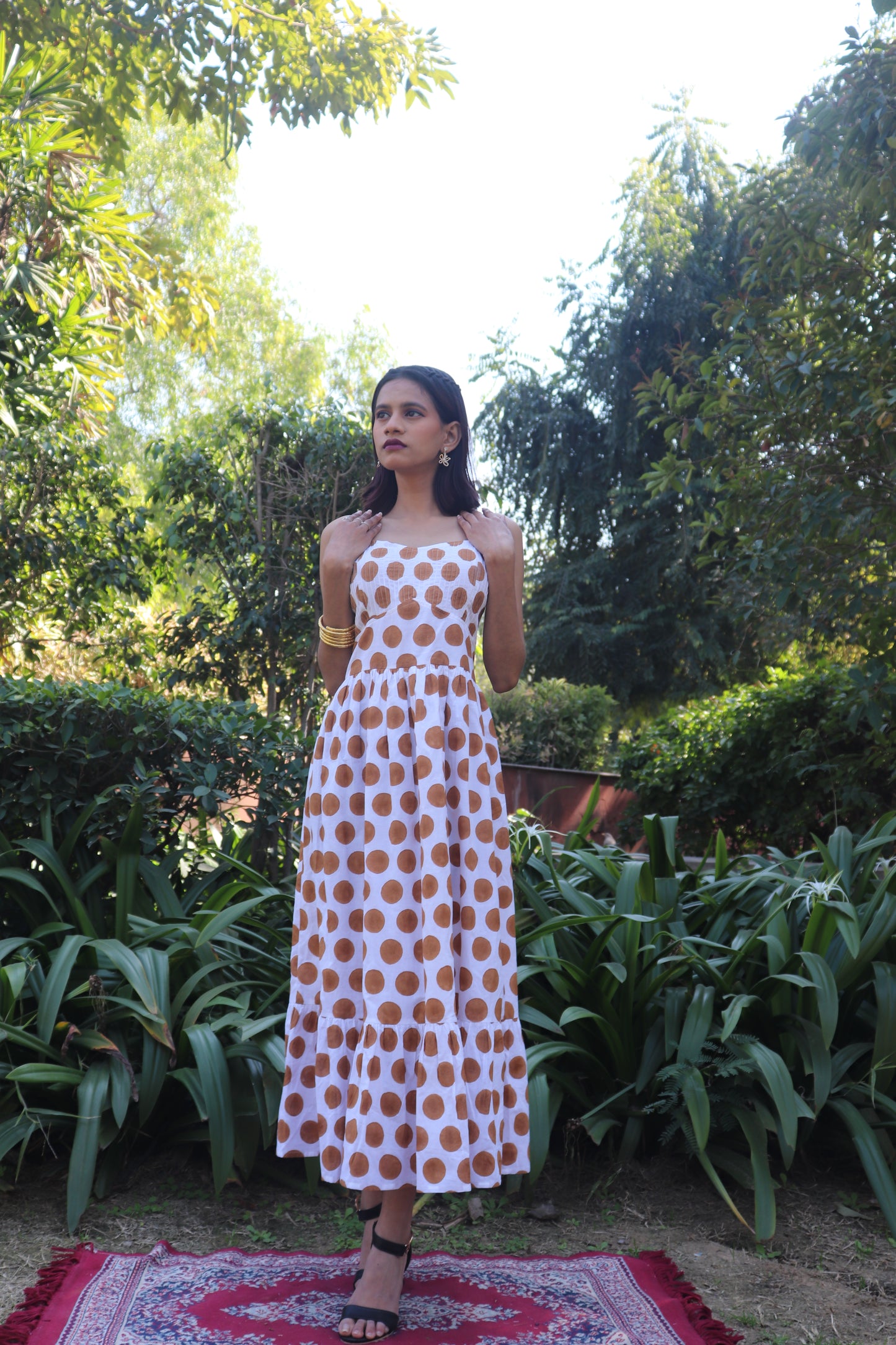 Polka Dot Cotton Strap Dress