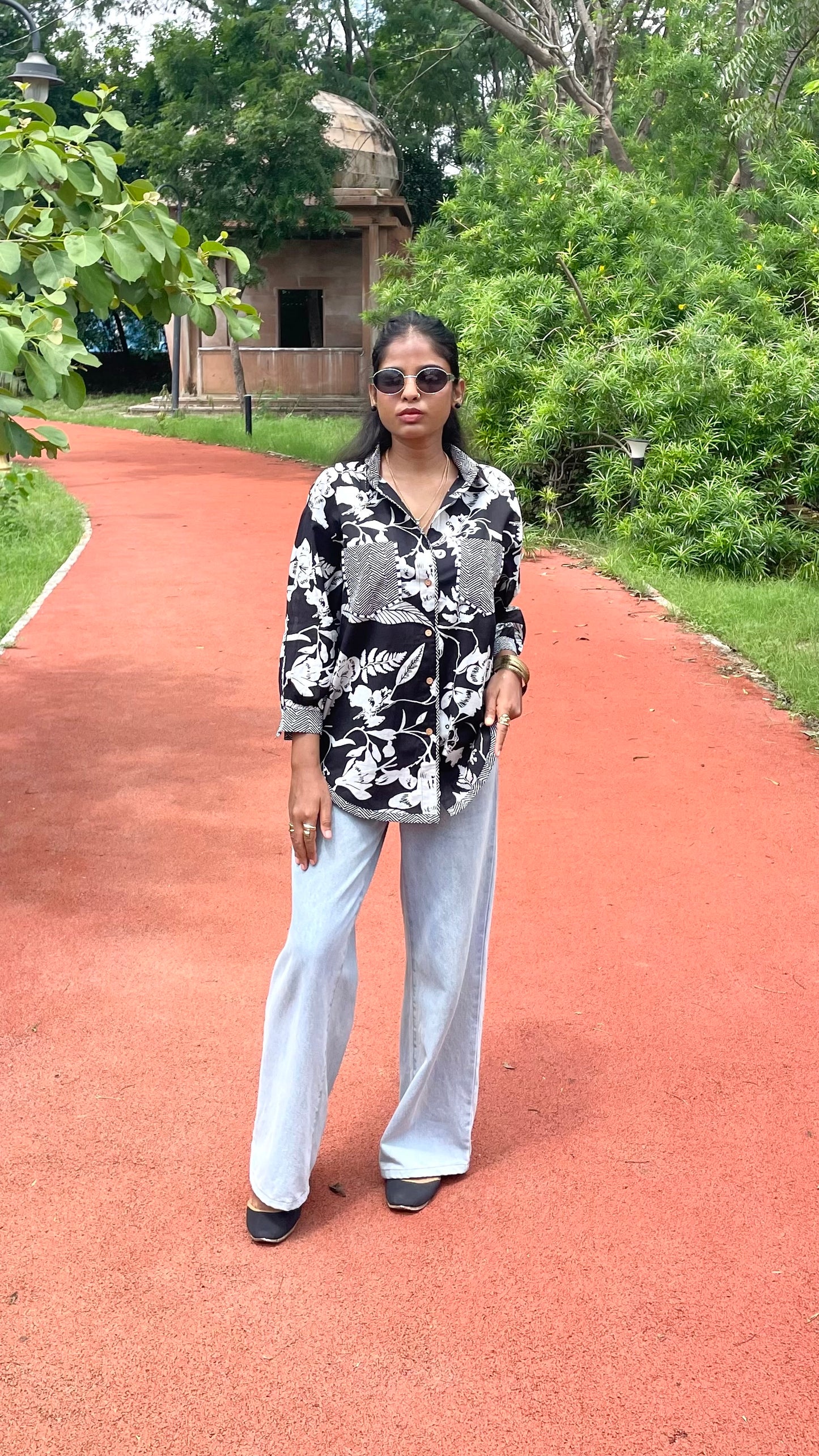 Black Floral Printed Shirt