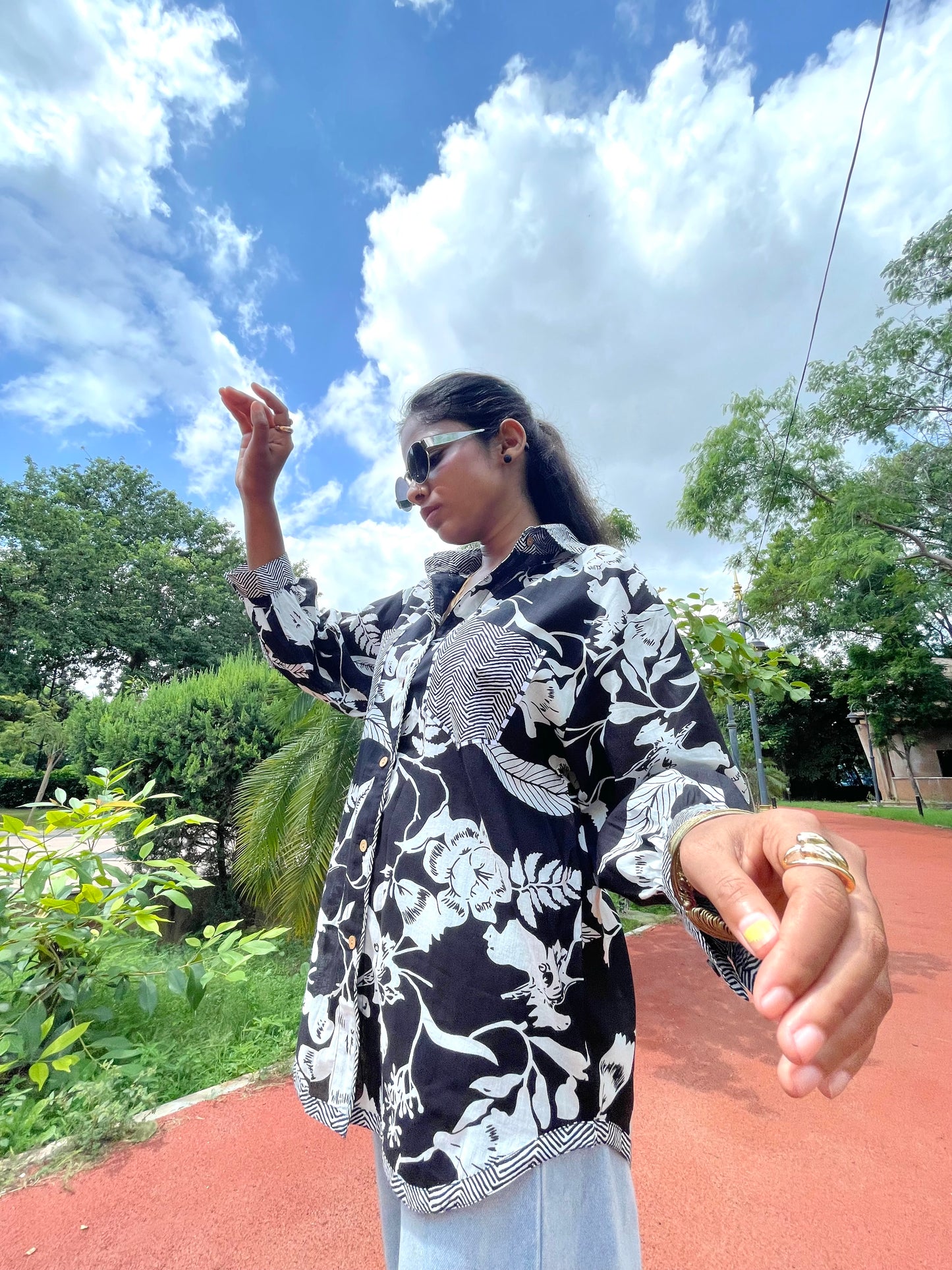 Black Floral Printed Shirt