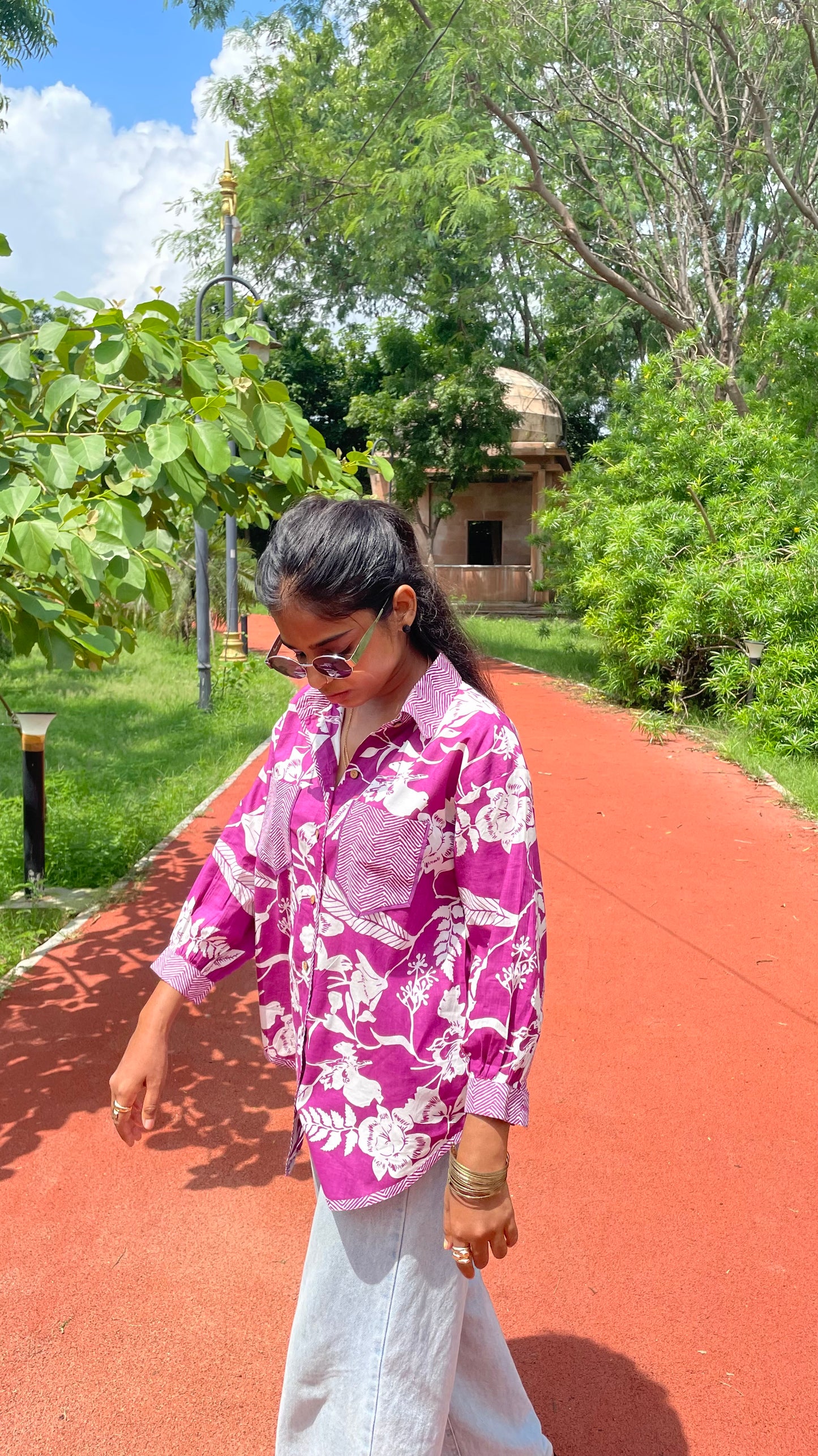 Purple Floral Printed Shirt