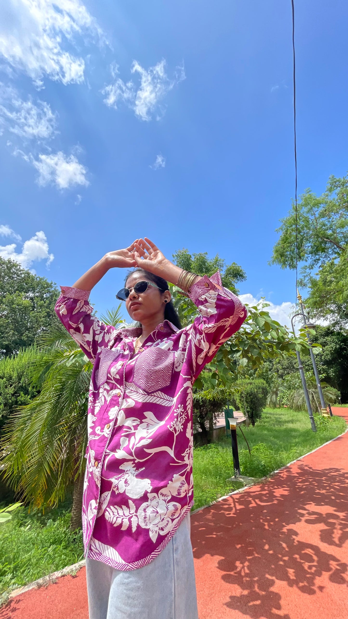 Purple Floral Printed Shirt