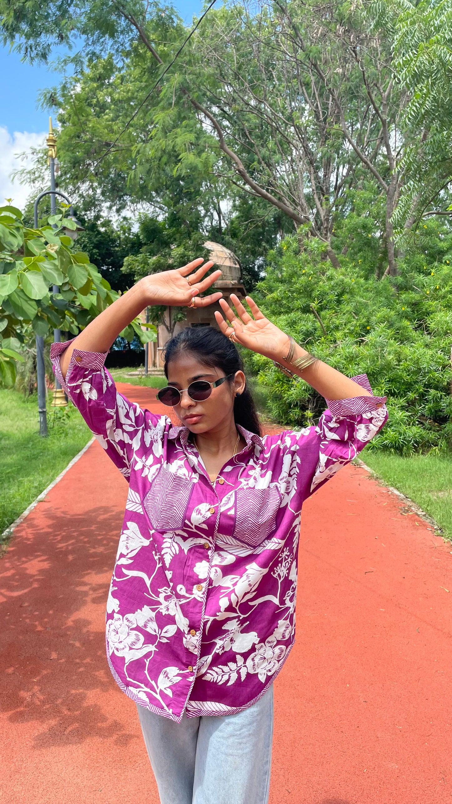 Purple Floral Printed Shirt