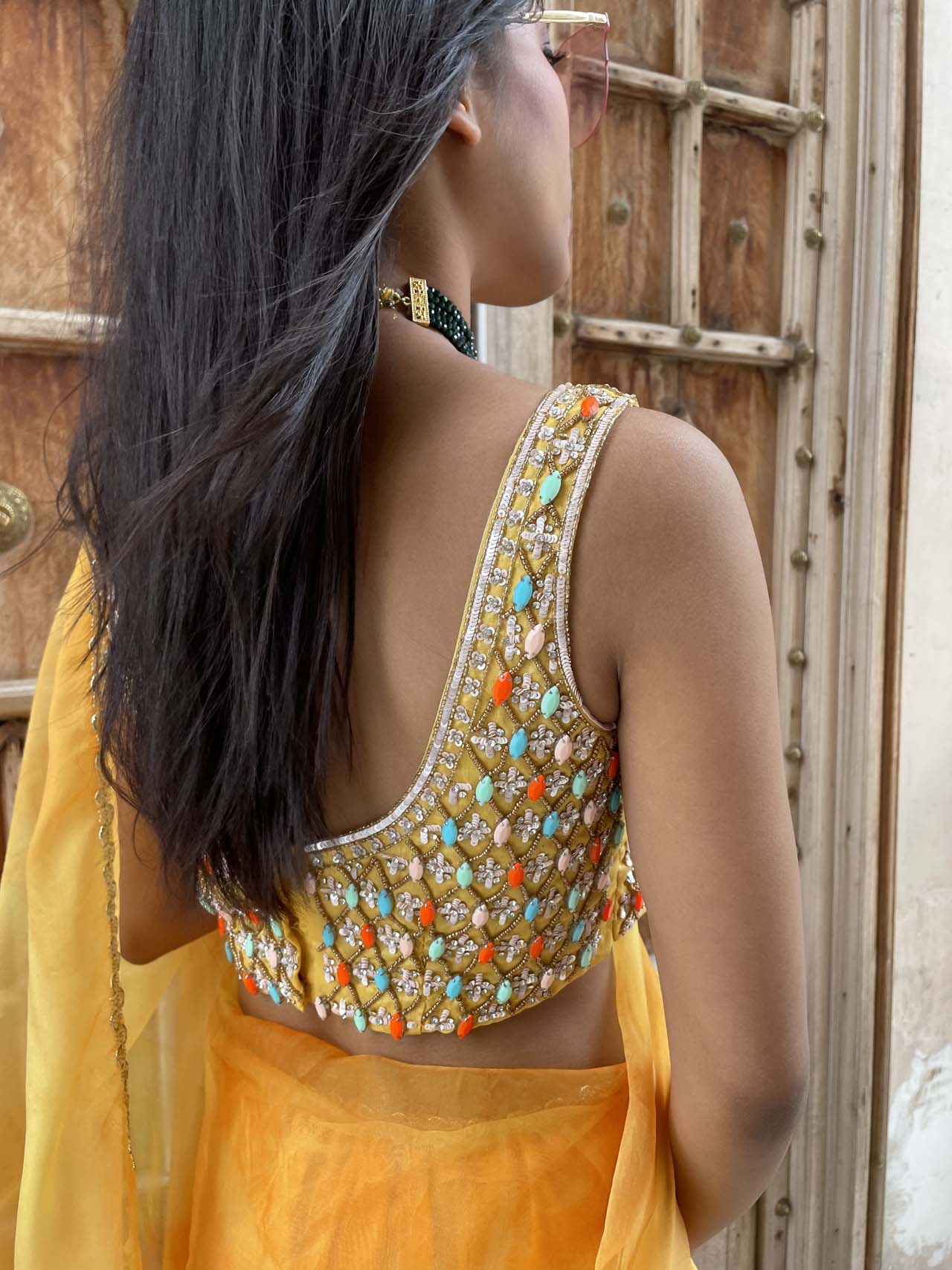 YELLOW tie&dye saree
