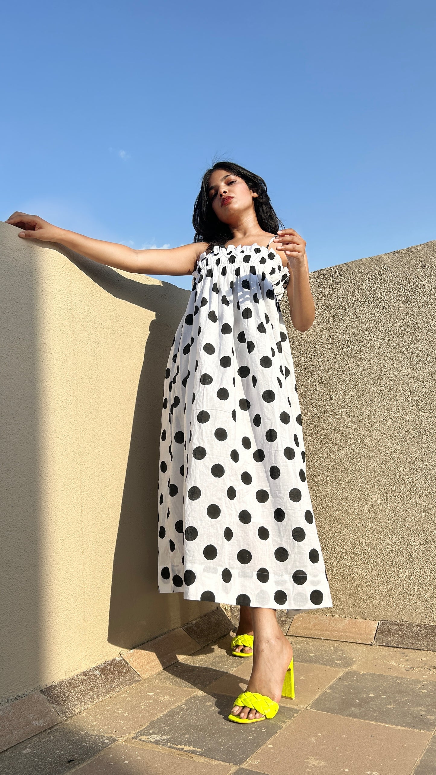 Black polka dot dress