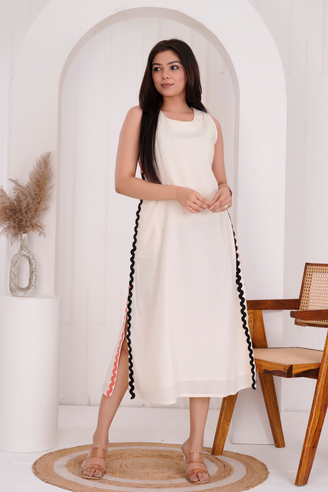 OFF-WHITE SHIFT LONG DRESS