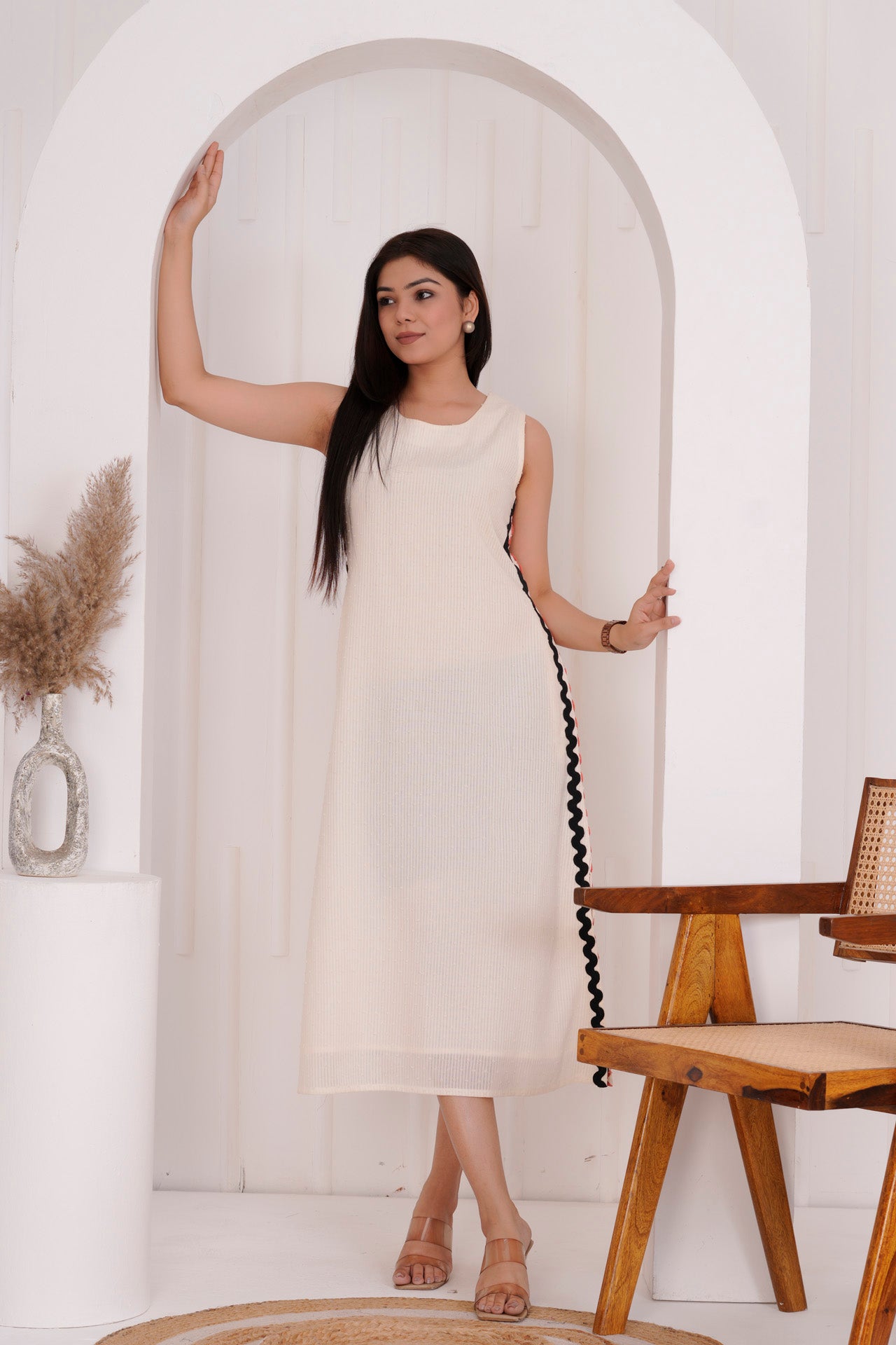 OFF-WHITE SHIFT LONG DRESS
