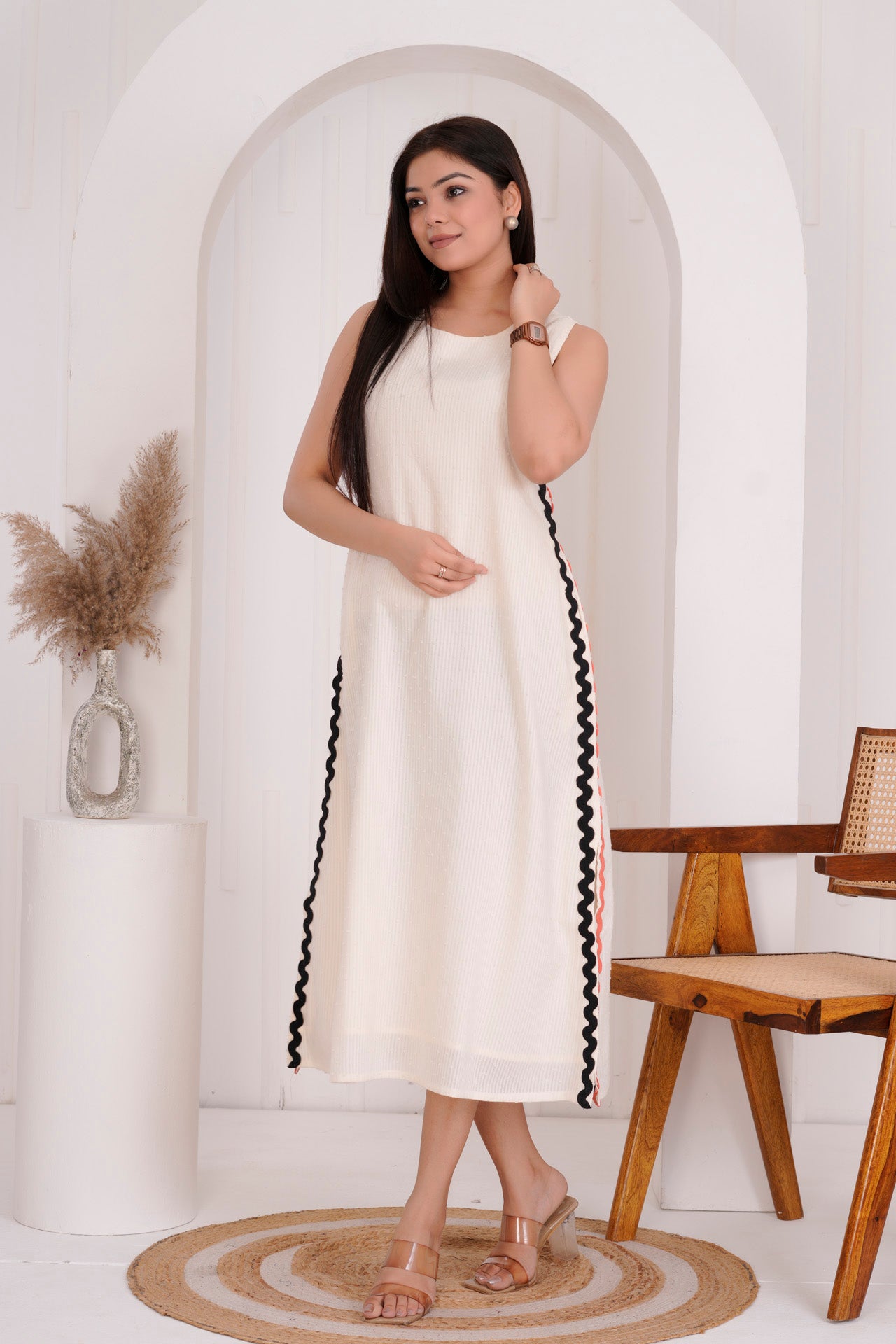 OFF-WHITE SHIFT LONG DRESS