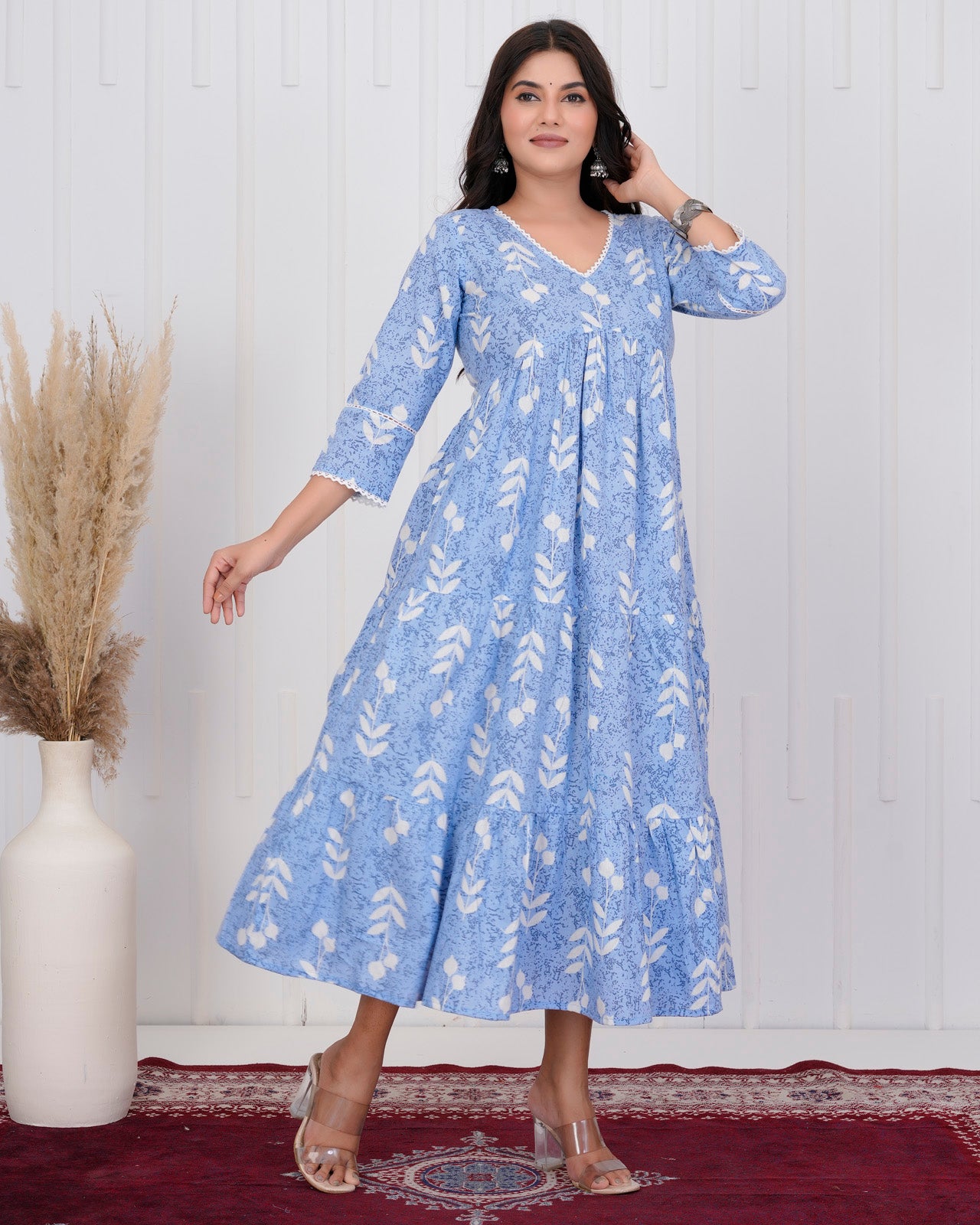 Sky blue long dress