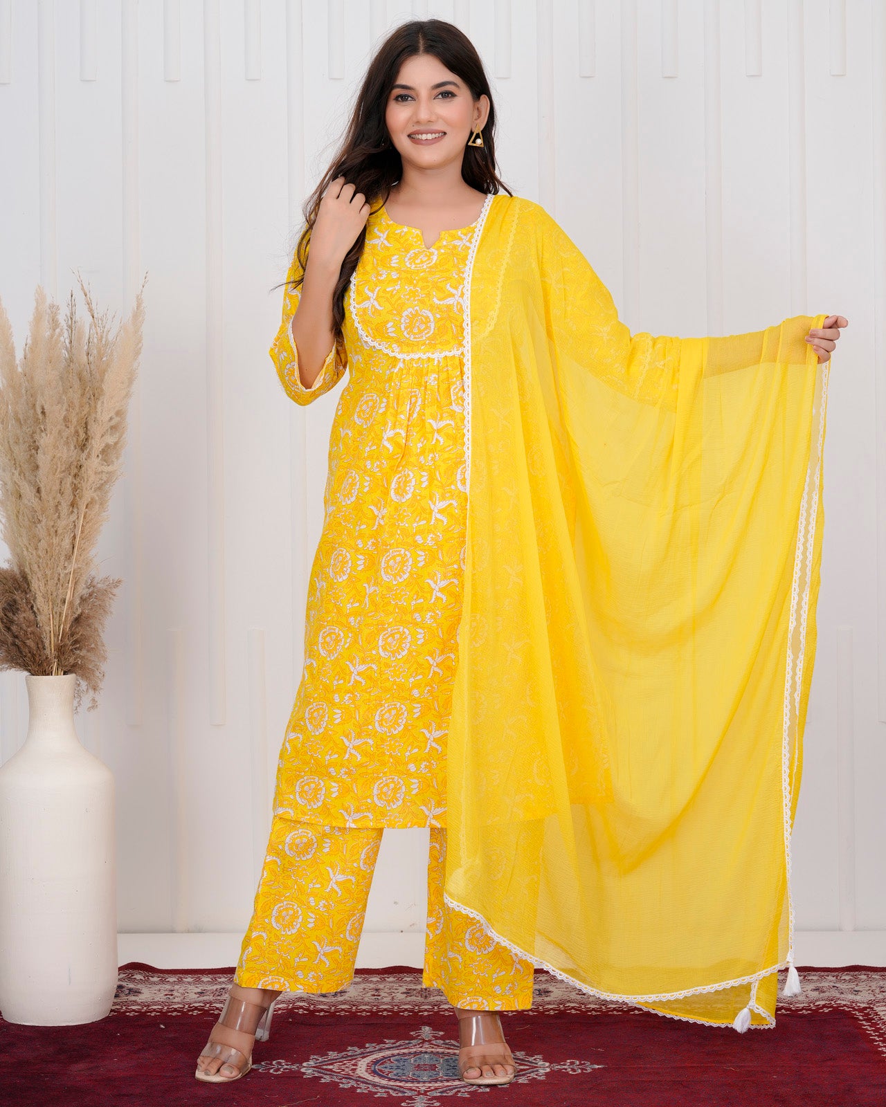 Yellow Cotton kurta Set