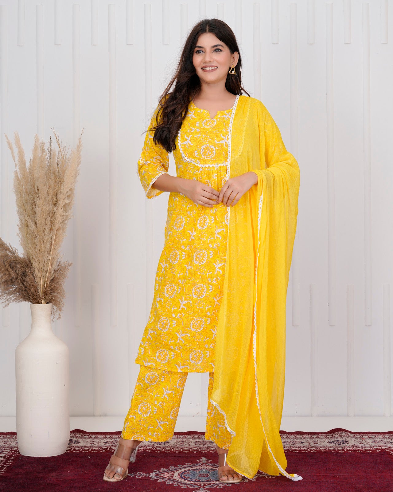 Yellow Cotton kurta Set