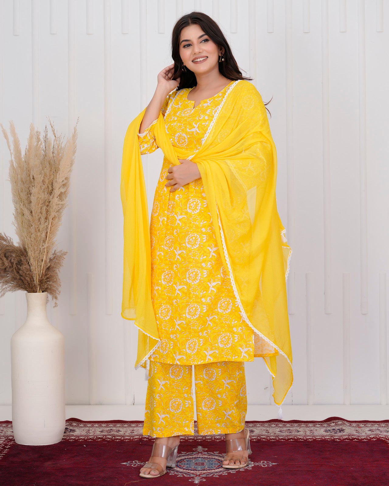 Yellow Cotton kurta Set