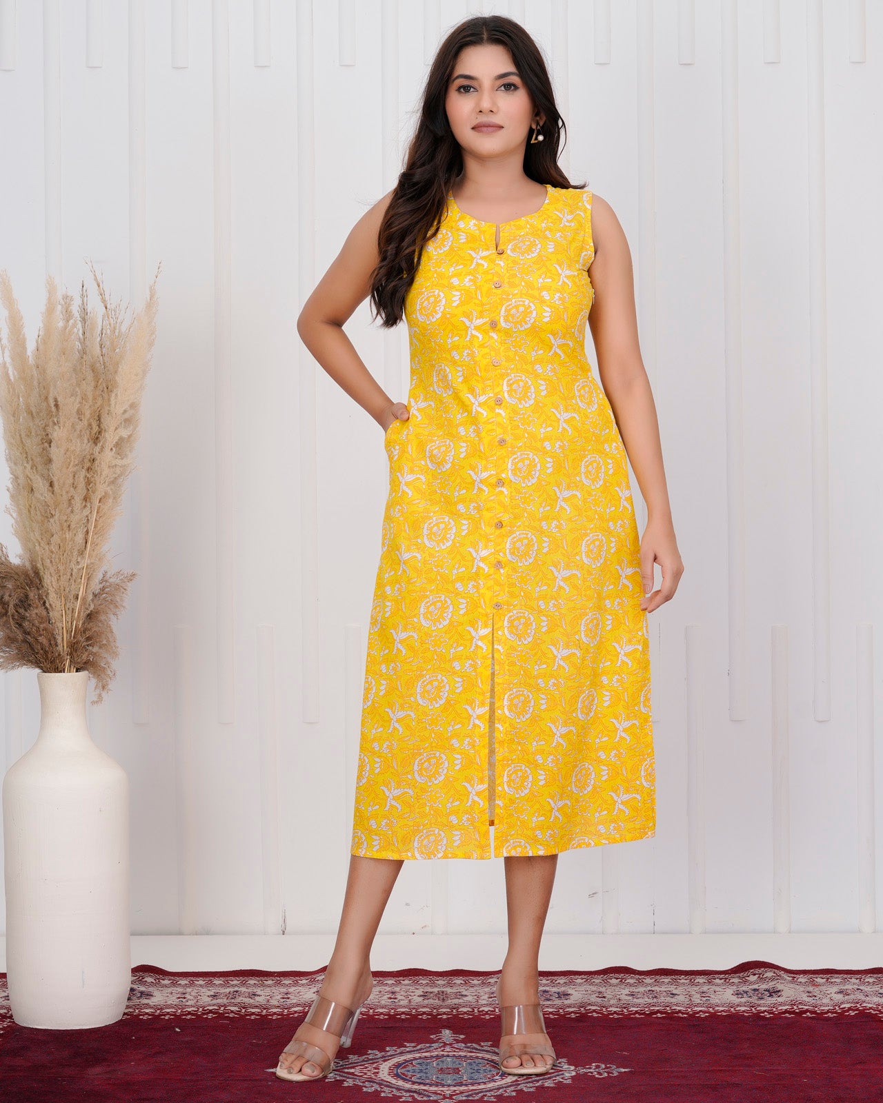 Yellow shift dress