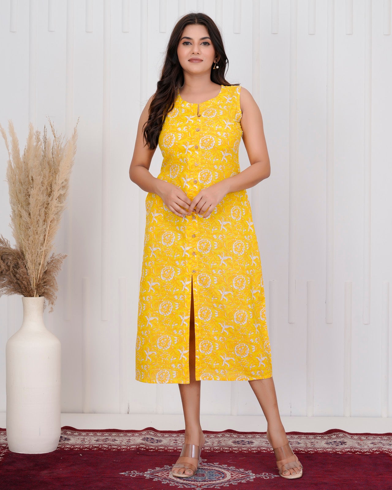 Yellow shift dress
