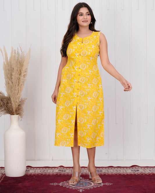 Yellow shift dress