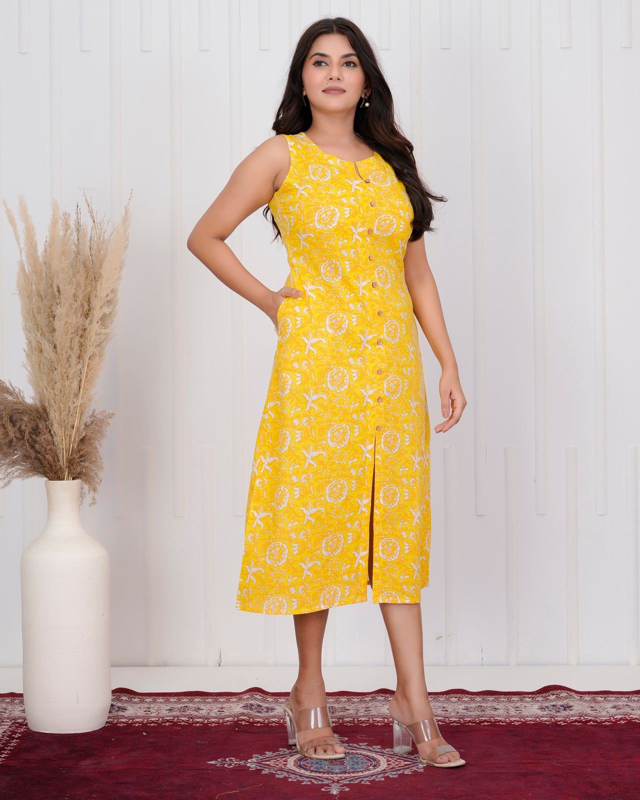 Yellow shift dress