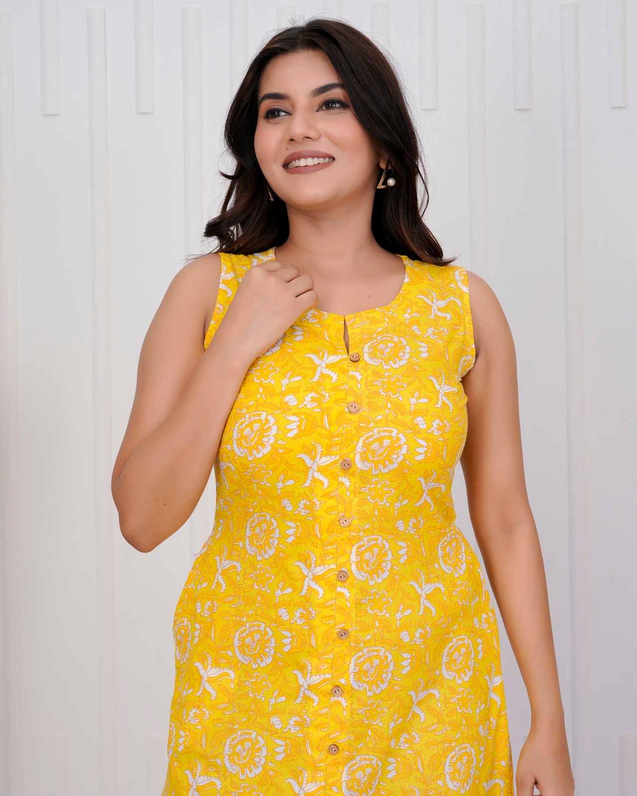 Yellow shift dress