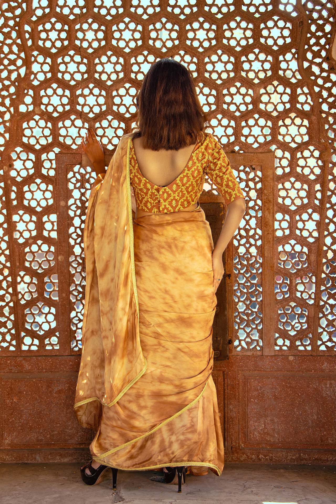 BROWN Tie&dye saree