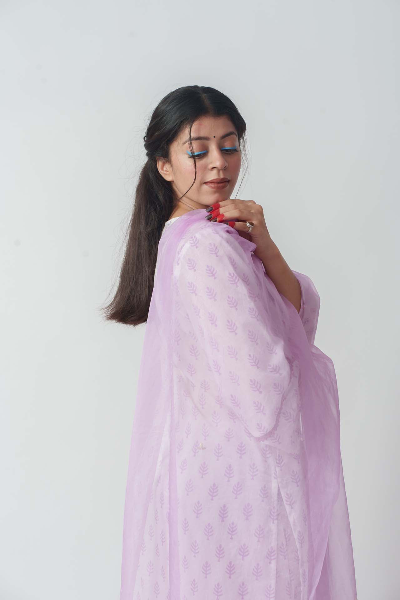 Purple Aster block kurta set