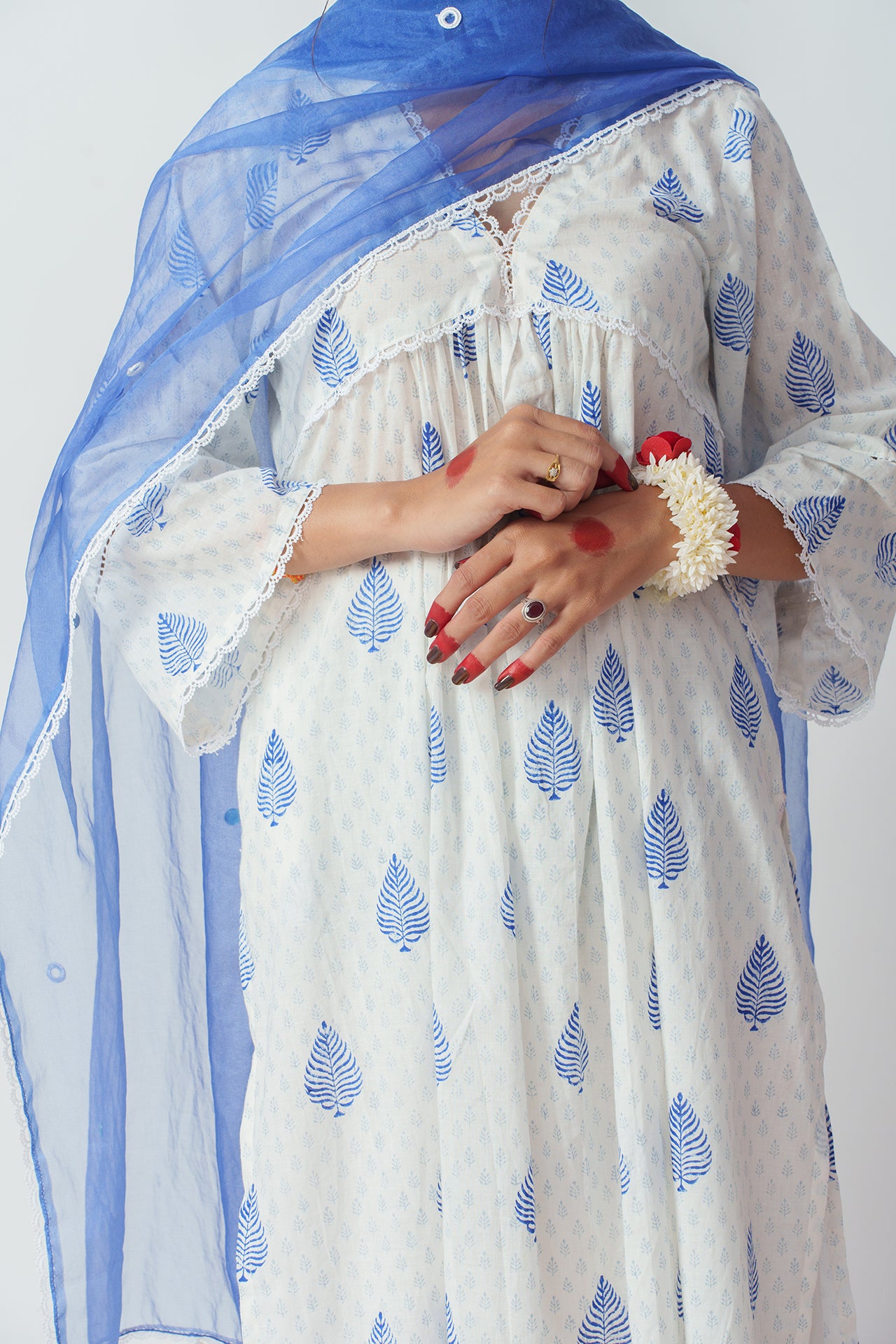 Bicolor Pineapple Lily block kurta set
