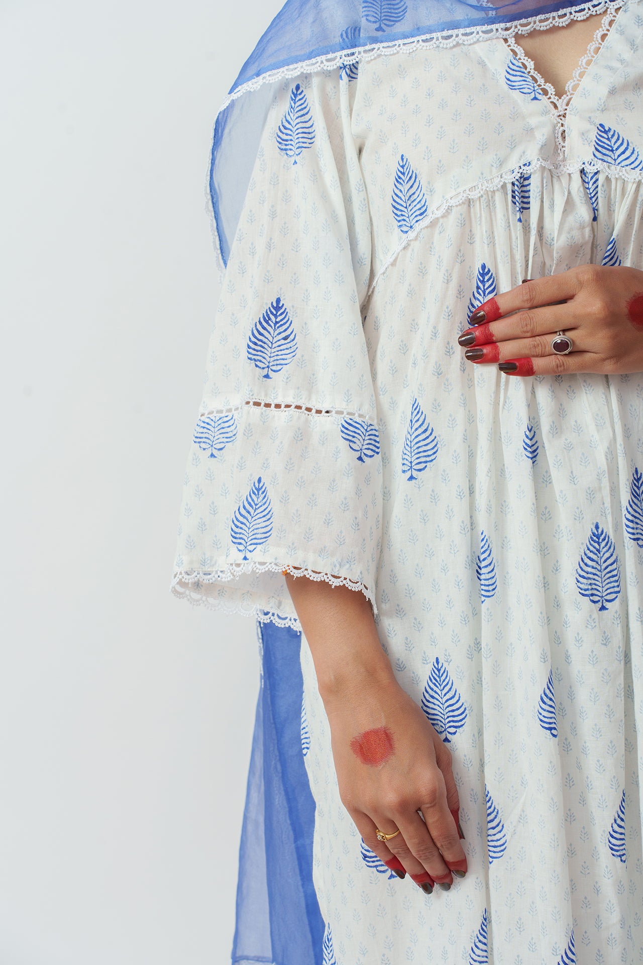 Bicolor Pineapple Lily block kurta set