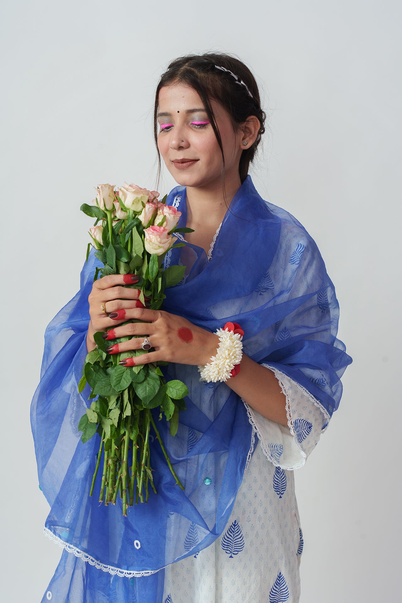 Bicolor Pineapple Lily block kurta set