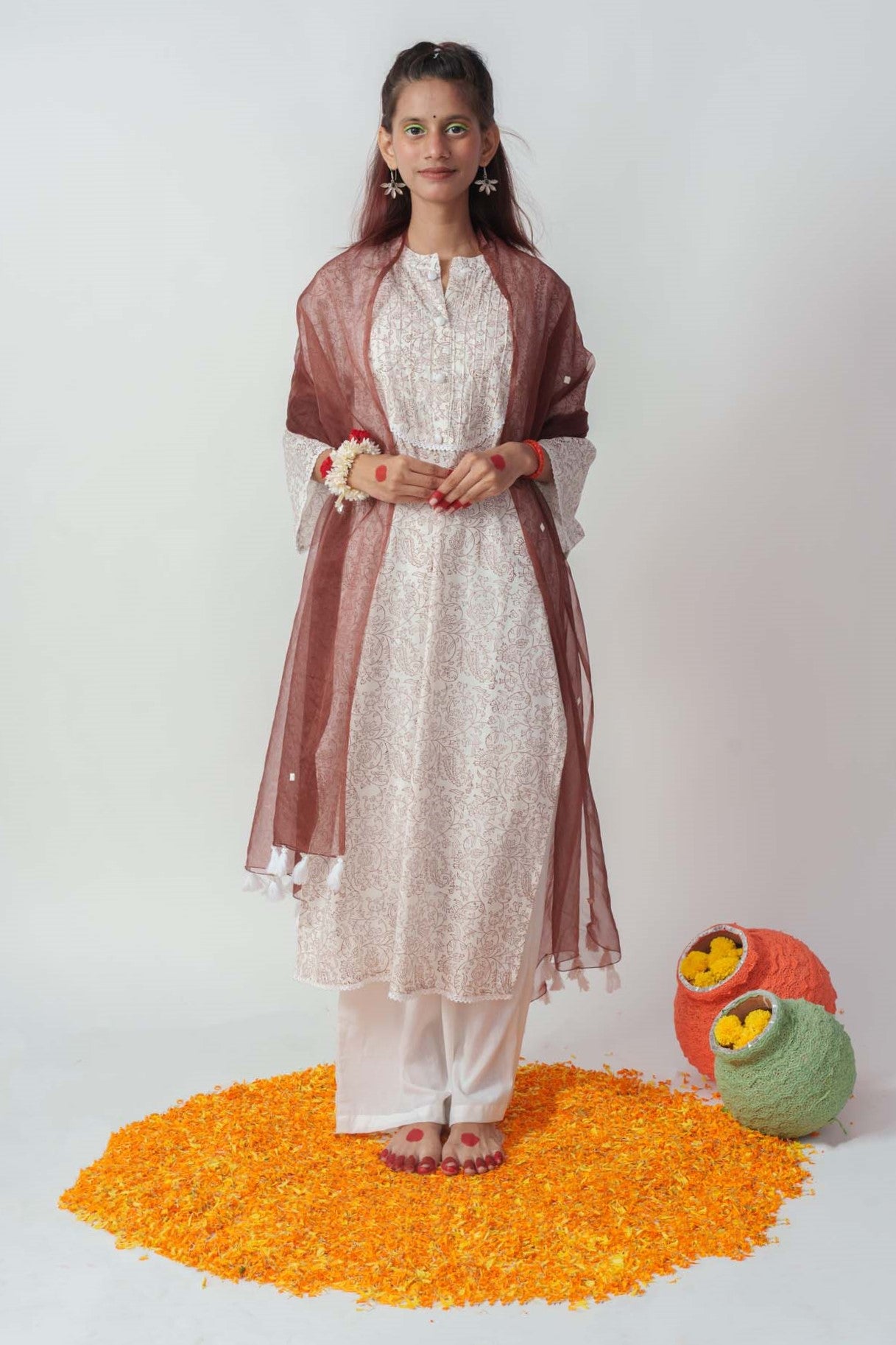 Browny jaal block kurta set