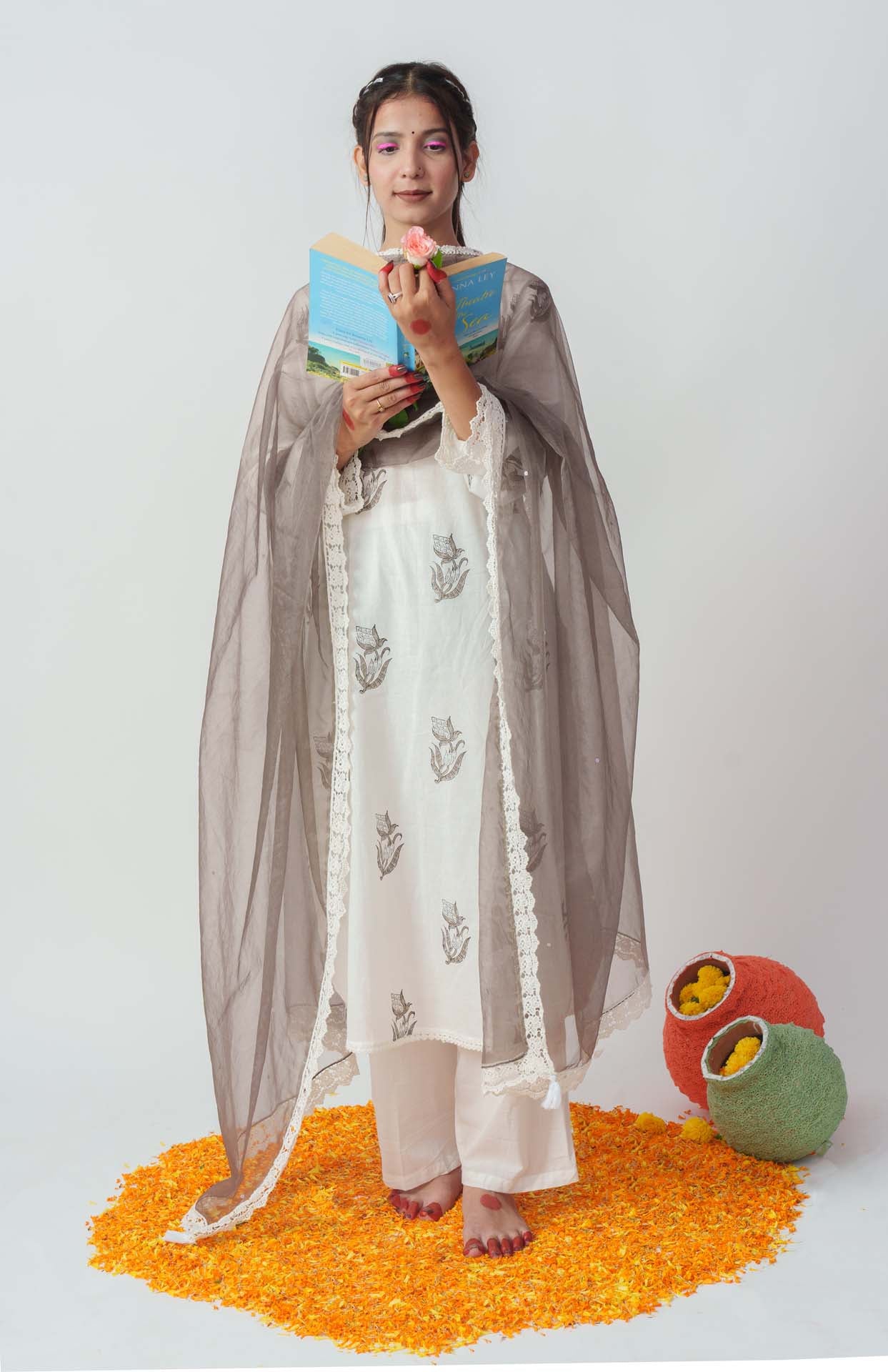 Gulmohar block kurta set