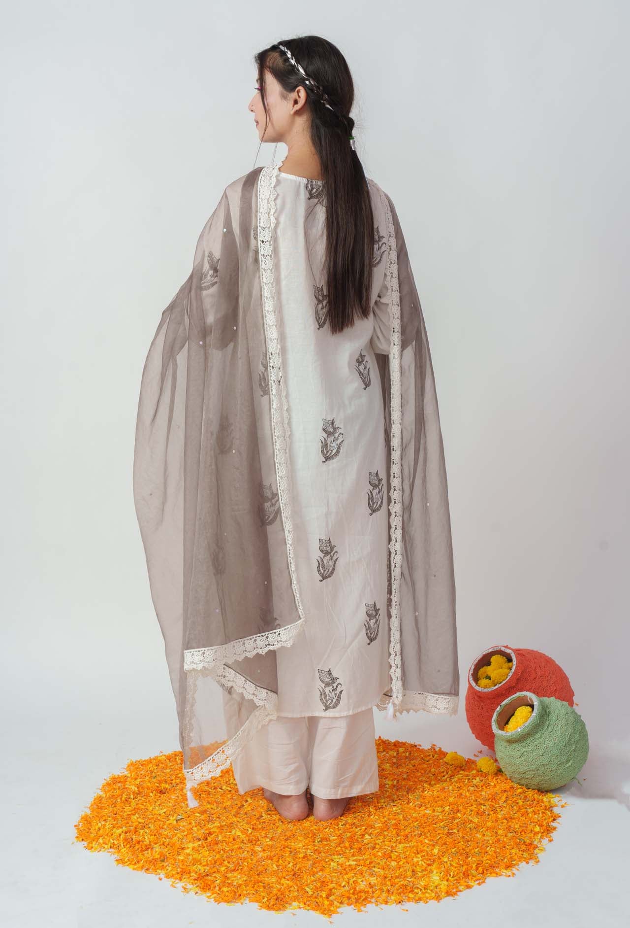 Gulmohar block kurta set