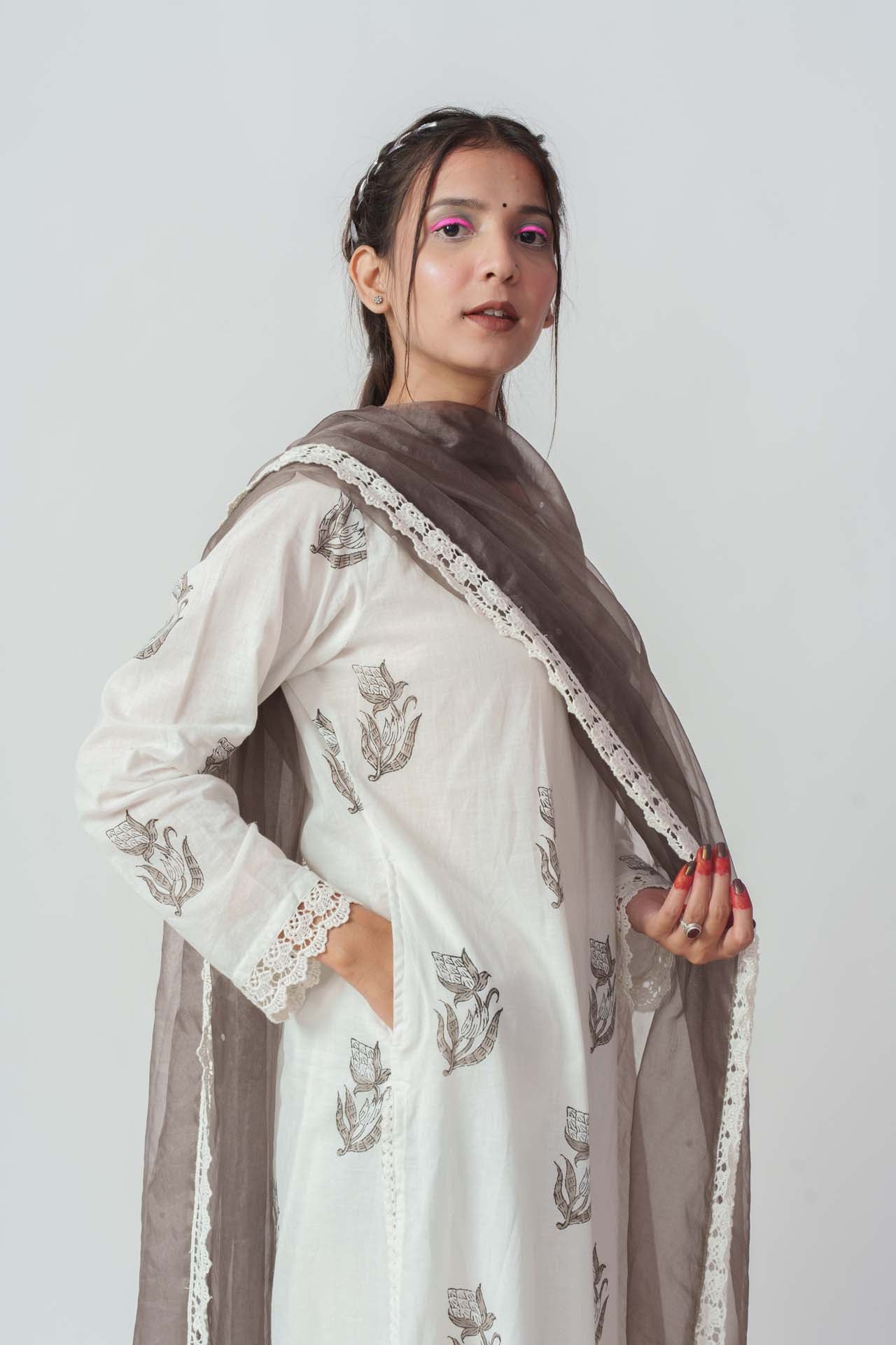 Gulmohar block kurta set