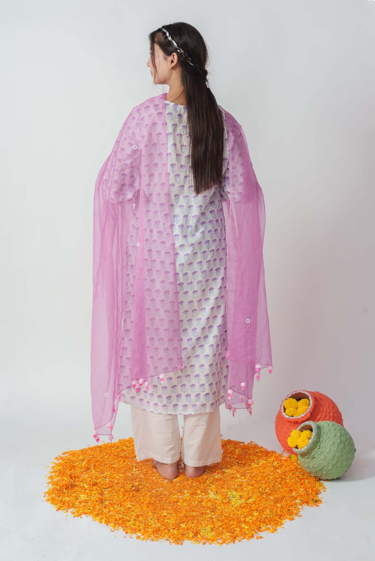 Royal purple block kurta set