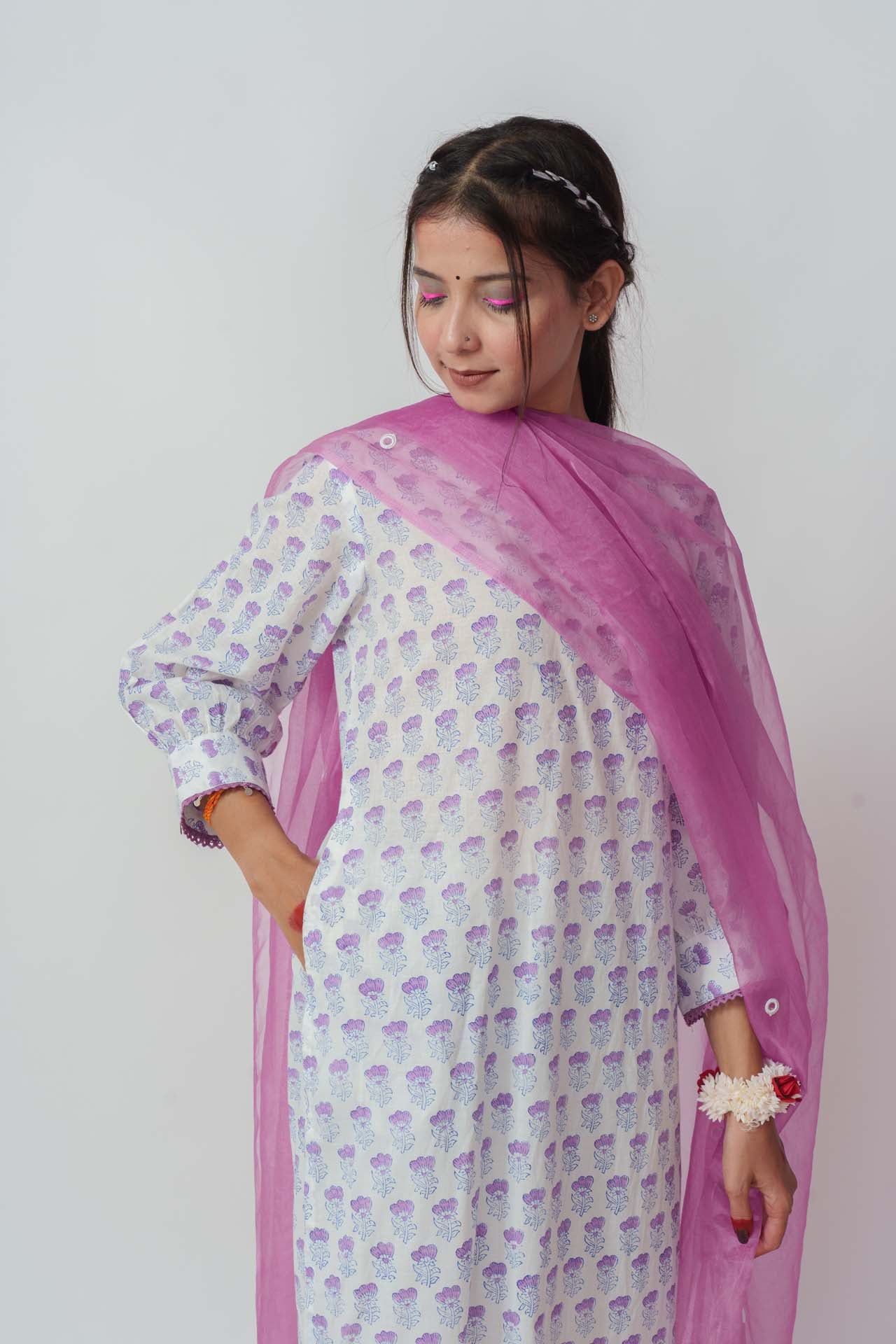 Royal purple block kurta set