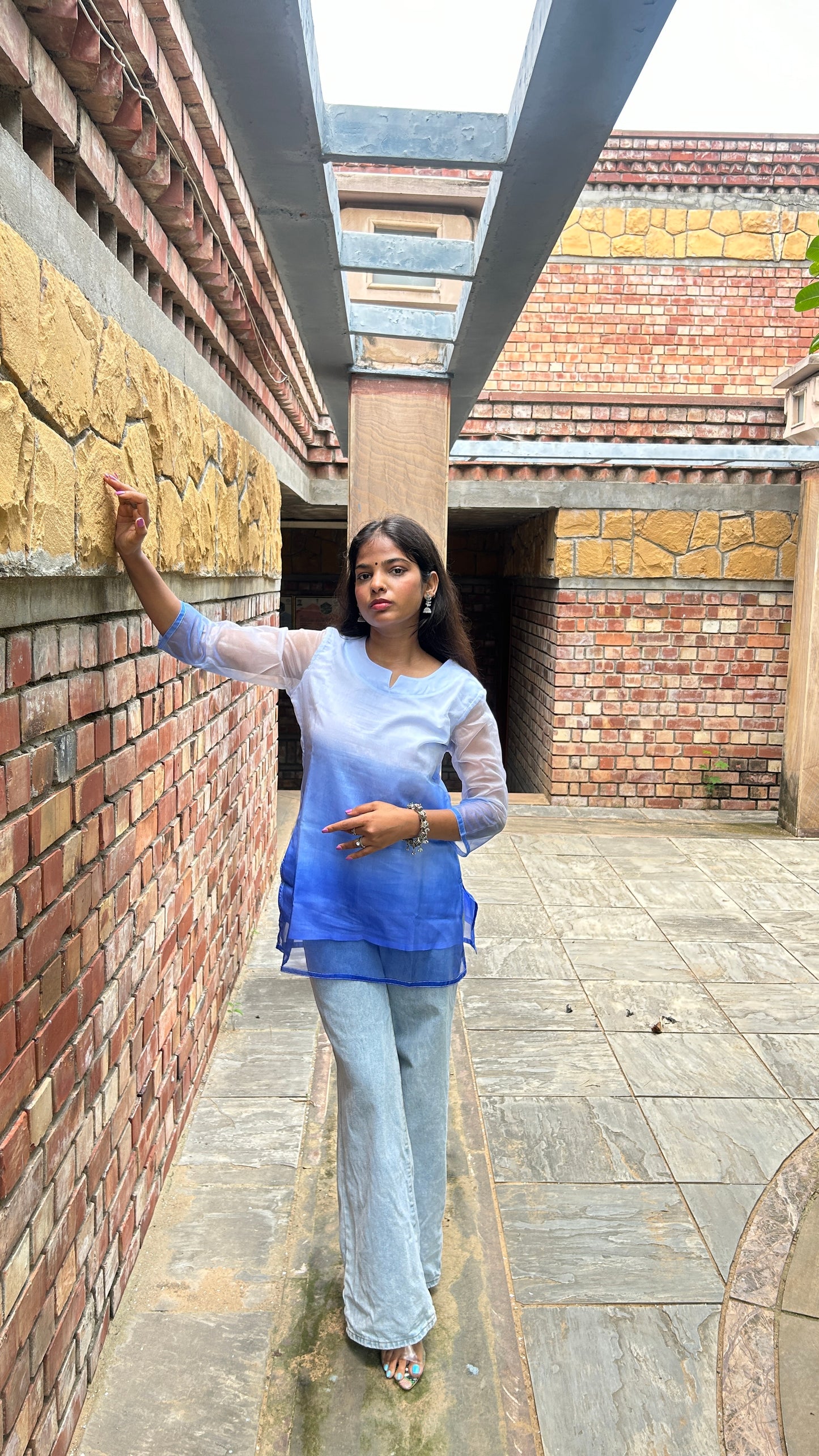 BLUE OMBRE SHORT KURTI