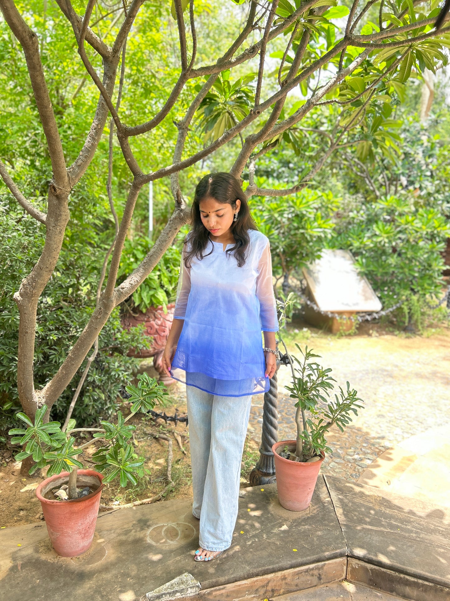 BLUE OMBRE SHORT KURTI