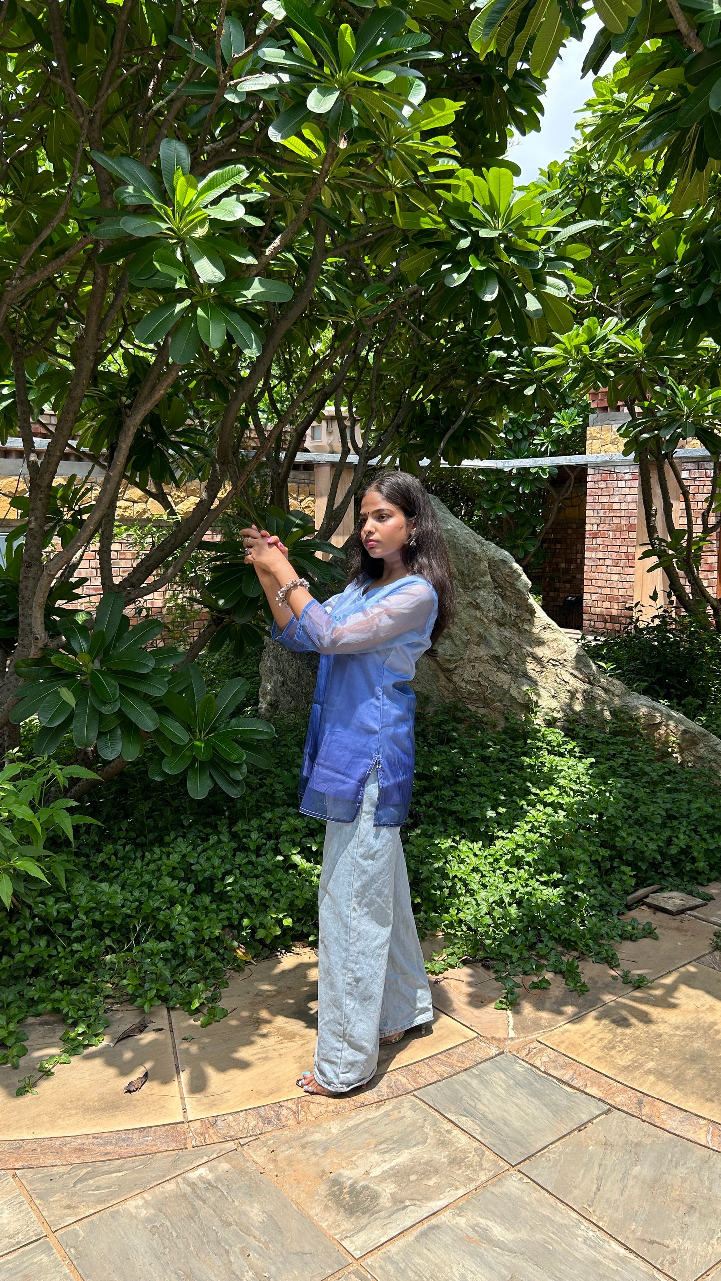 DARK BLUE OMBRE SHORT KURTI