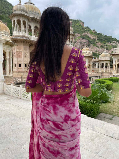 Fuchsia tie&dye saree