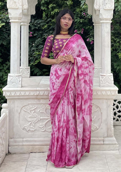 Fuchsia tie&dye saree