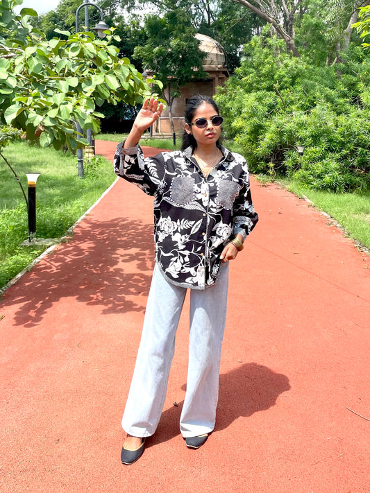 Black Floral Printed Shirt