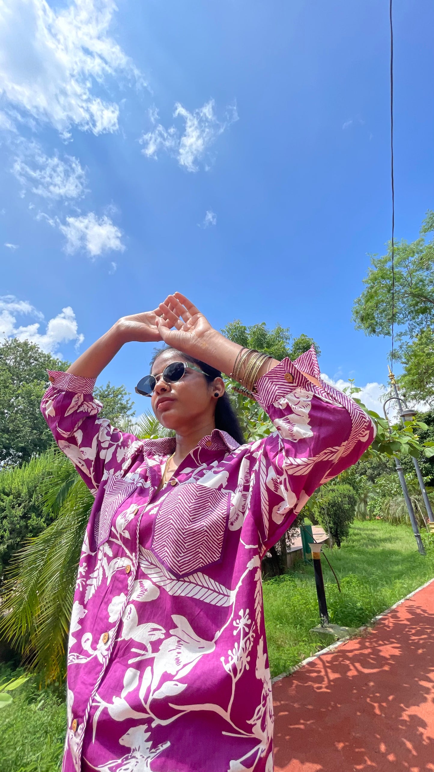 Purple Floral Printed Shirt