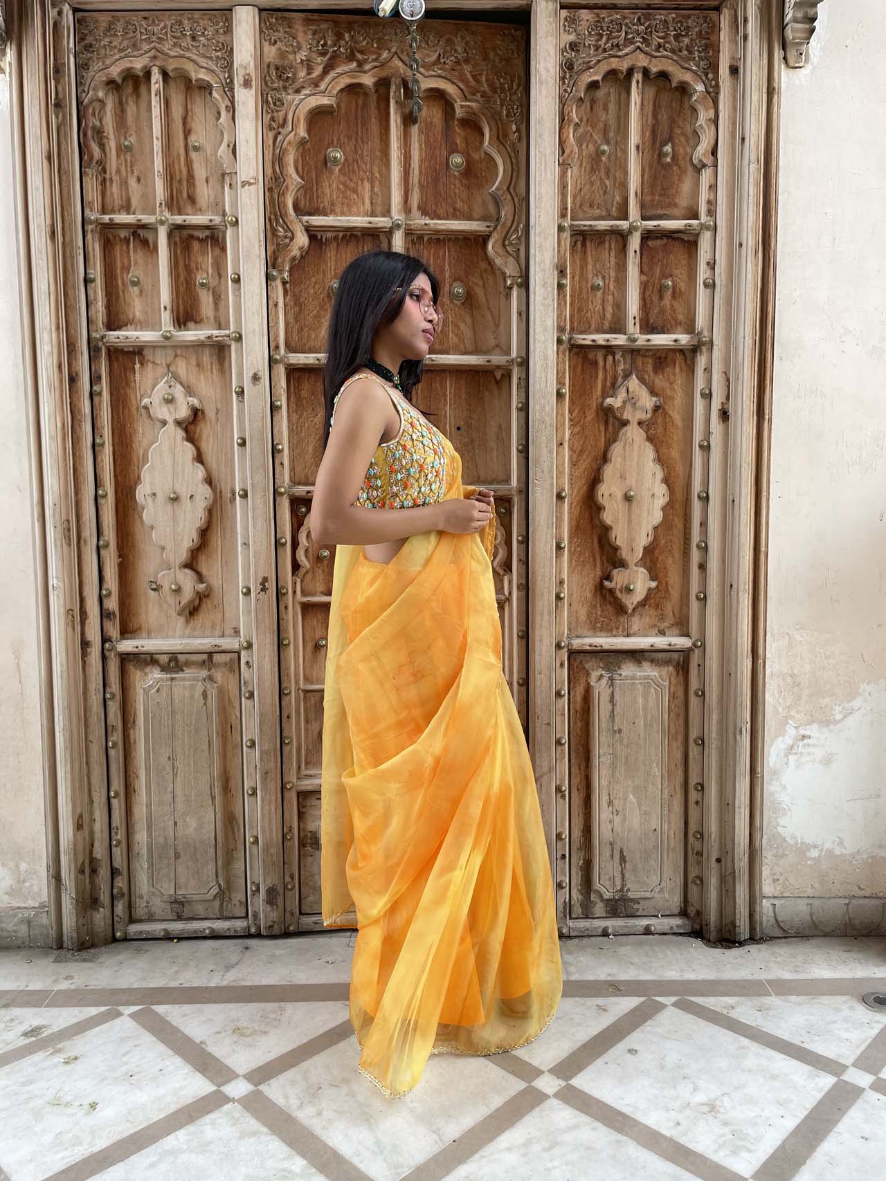 YELLOW tie&dye saree