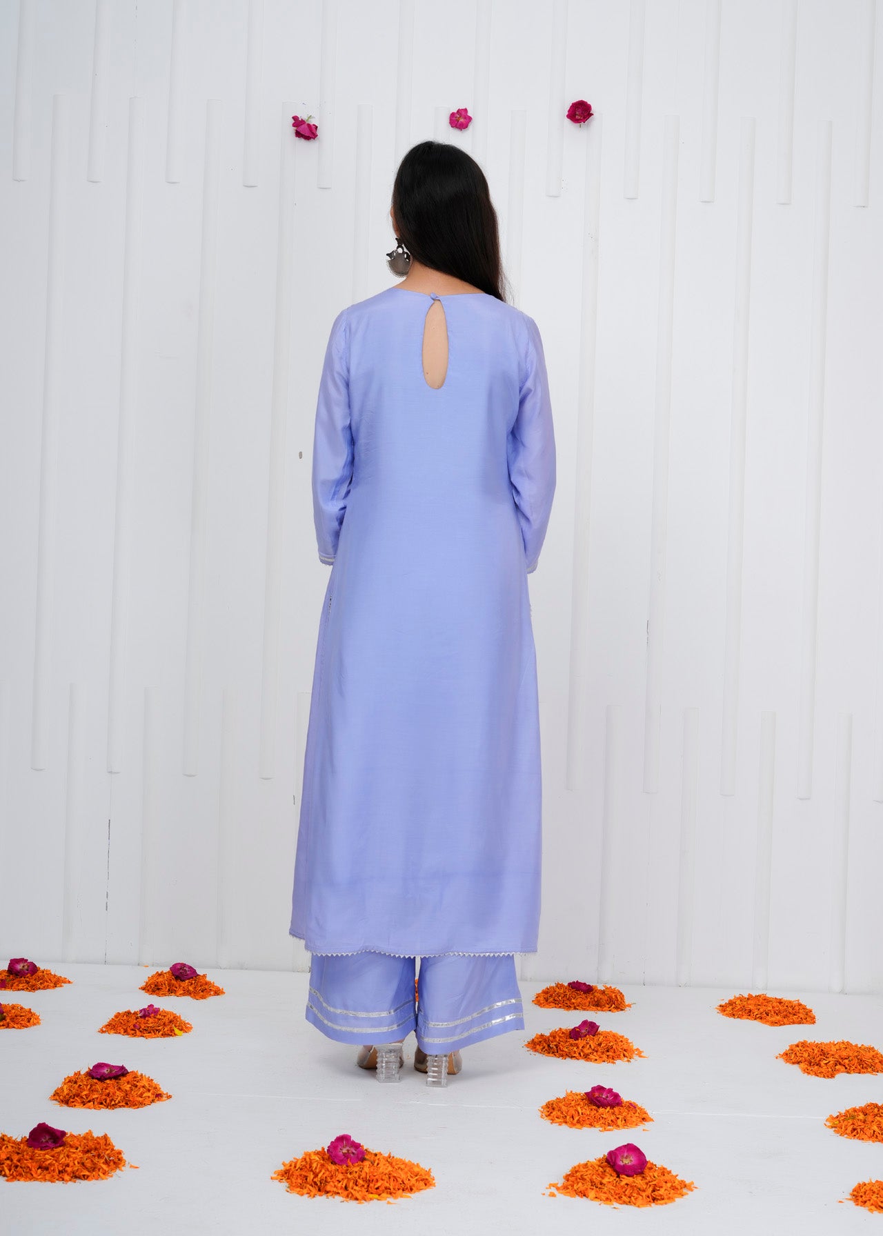 Lavender Muslin Co-ord Set with Kurta & straight pant