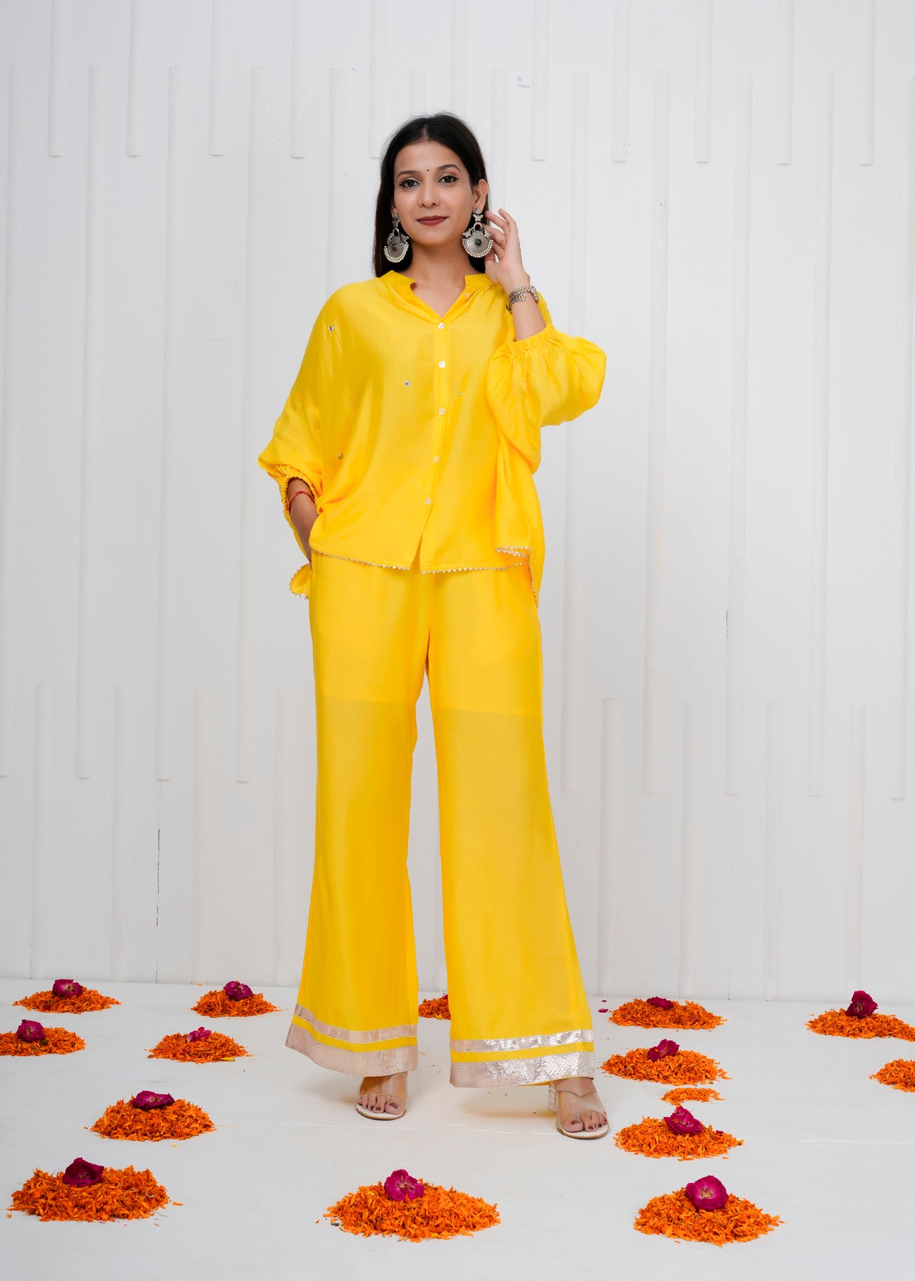 Glow Yellow Muslin Co-ord Set