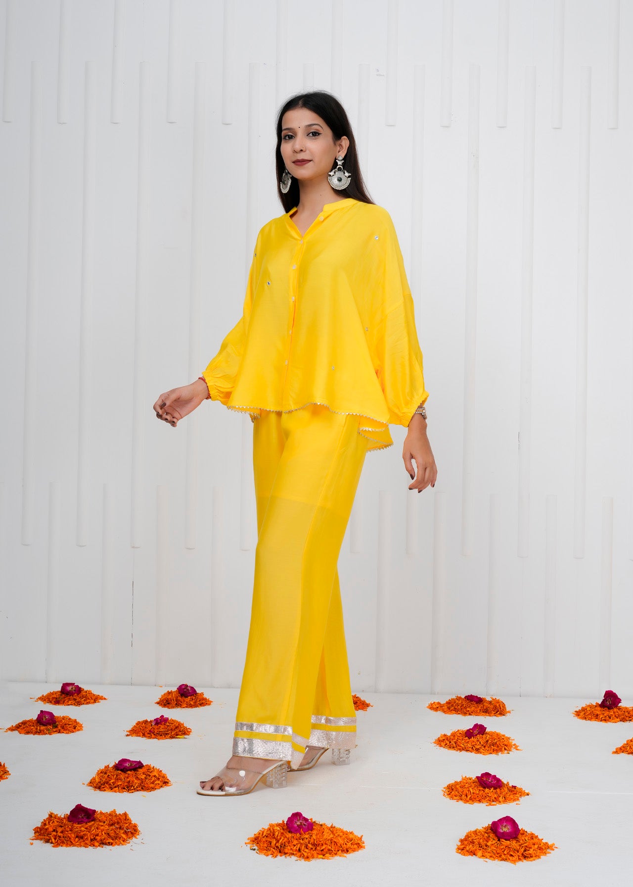 Glow Yellow Muslin Co-ord Set