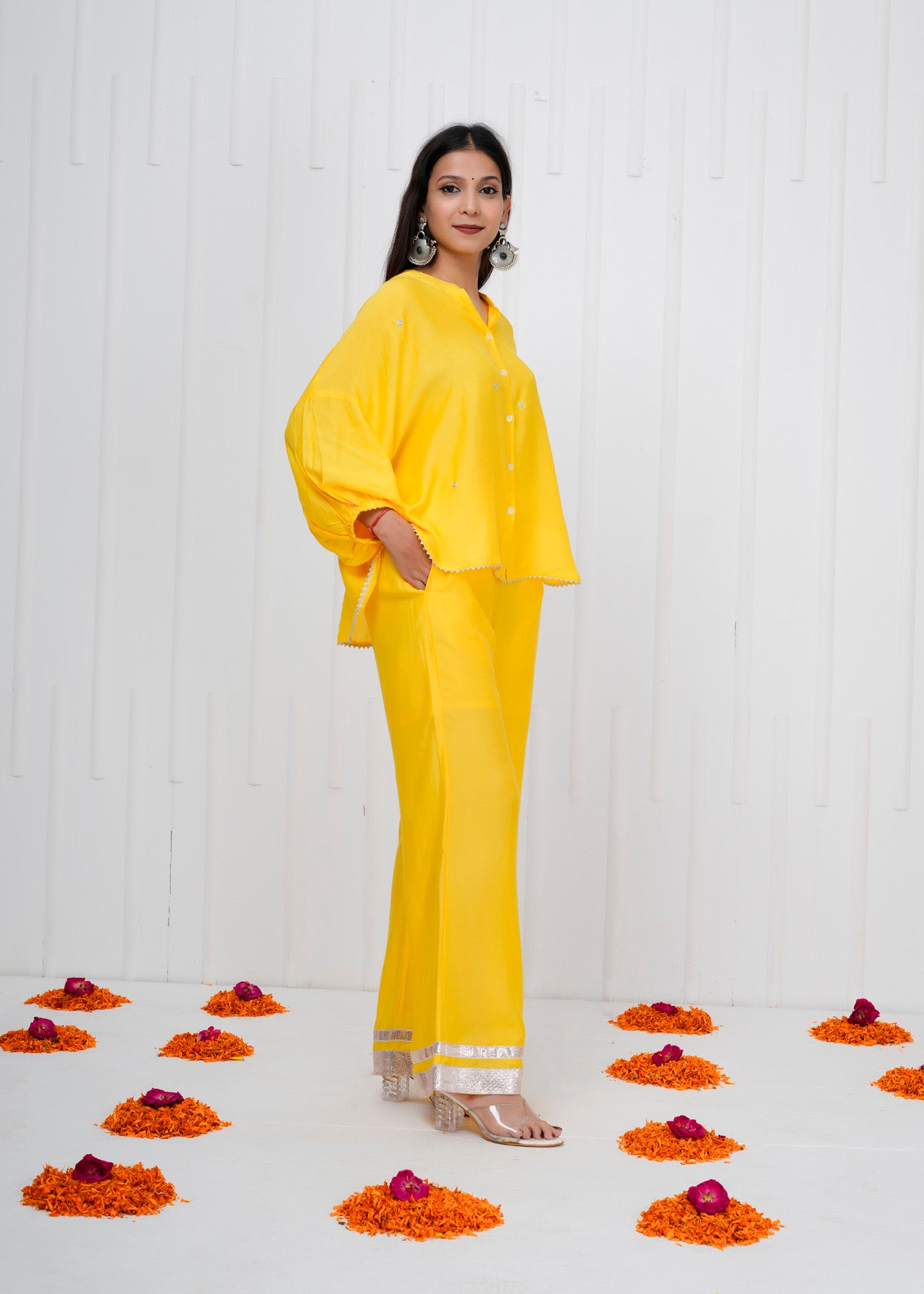 Glow Yellow Muslin Co-ord Set