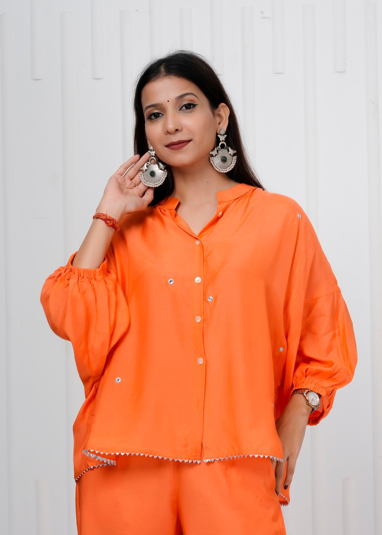 Glow Orange Muslin Co-ord Set
