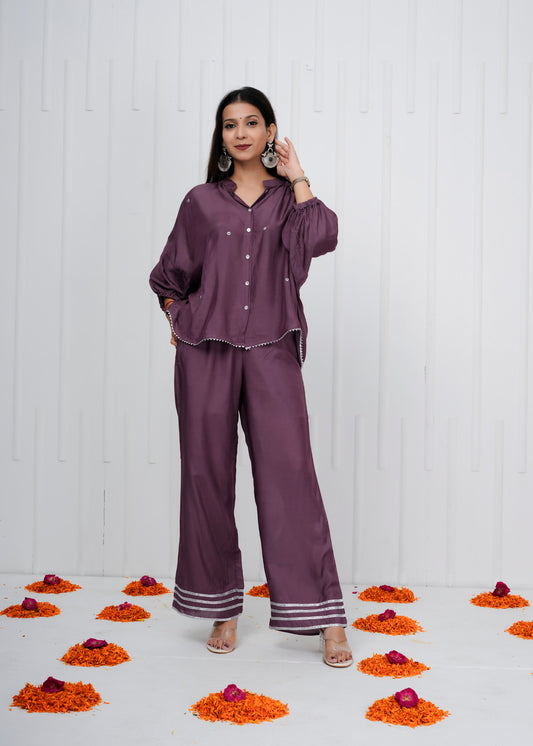 Glow Purple Muslin Co-ord Set