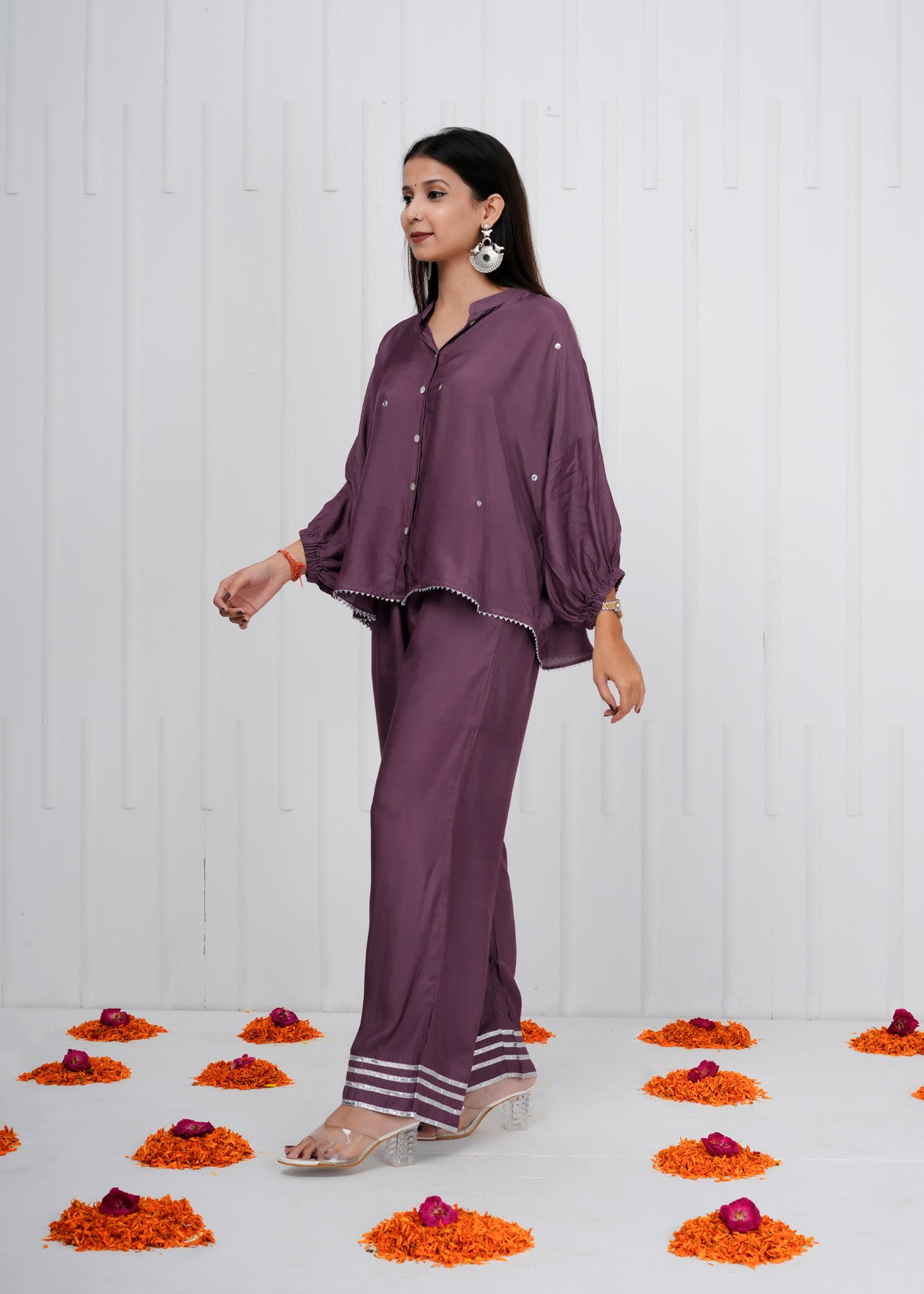 Glow Purple Muslin Co-ord Set